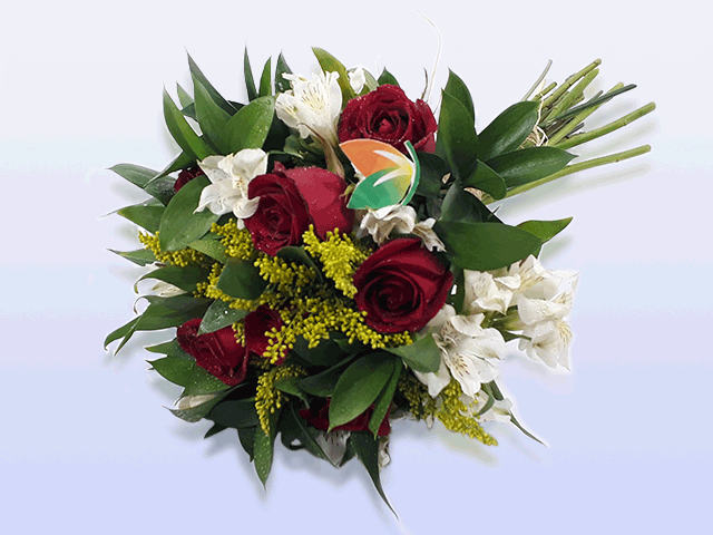 Buquê de Rosas Vermelhas com 8 e Astromélias Brancas – Rosa Flor