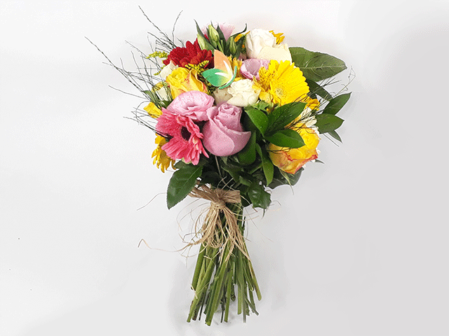 Buquê de Rosas com Flores do Campo Coloridas Mediano – Rosa Flor